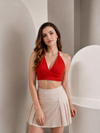 Red Halter Tie Back Crop Top for Women