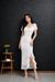 White Ruched Midi Dress