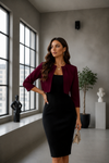 Wine Open Front Cropped Shrug for Women