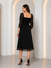 Black Sweetheart Neck Wrap Midi Dress
