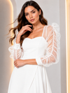 White Sweetheart Neck Wrap Midi Dress