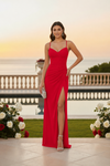 Crimson Elegance Ruched Maxi Dress for Women