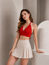 Red Halter Tie Back Crop Top for Women