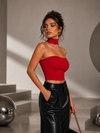 Red Strapless Choker Neck Tube Top for Women