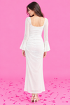 Ruched Mesh Overlay Maxi Dress for Women