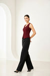 Maroon Sleeveless Tailored Button Front Top