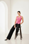 Pink Sleeveless Button Front Waistcoat Top