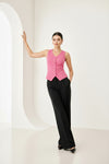 Pink Sleeveless Button Front Waistcoat Top