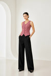 Peach Sleeveless Tailored Button Front Top