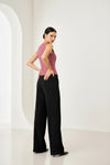 Peach Sleeveless Tailored Button Front Top