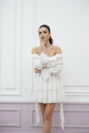 White Off-Shoulder Ruffle Mini Dress
