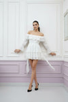White Off-Shoulder Ruffle Mini Dress