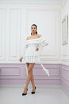 White Off-Shoulder Ruffle Mini Dress