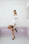 White Off-Shoulder Ruffle Mini Dress