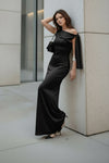 Midnight Black One-Shoulder Lycra Bodycon Maxi Dress