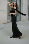 Midnight Black One-Shoulder Lycra Bodycon Maxi Dress