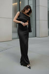 Midnight Black One-Shoulder Lycra Bodycon Maxi Dress