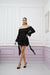 Black Off-Shoulder Ruffle Layered Mini Dress
