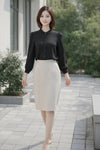 Black Ruffle Neck Button-Down Shirt for Women | Full Sleeve Solid Shirt