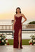 Wine Red Women’s Sleeveless Evening Gown - GARMENT2FASHION
