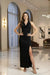 Black Halter Neck Maxi Dress with Thigh Slit – Elegant Evening Party Wear