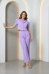 Lavender Puff Sleeve Co-ord Two Piece Style