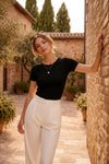 Classic Black Ribbed Crew Neck T-shirt