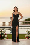 Midnight Elegance Ruched Slit Maxi Dress