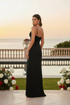 Midnight Elegance Ruched Slit Maxi Dress