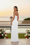 White Ruched Side Slit Maxi Dress
