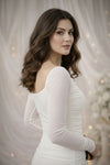 White Ruched Square Neck Maxi Dress