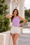 Women Ribbed Sleeveless Crop Top Slim Fit
