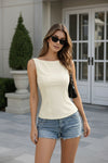 Elegant Ivory Bow-Back Sleeveless Top for Women