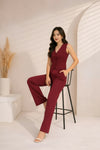 Maroon Tailored Vest and Straight-Leg Trouser Co-ord Set