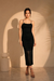 Black Ruched Mesh Slip Maxi Dress
