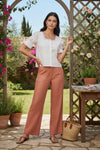 White Embroidered Lace Trim Button-Down Top