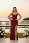 Wine Red Women’s Sleeveless Evening Gown - GARMENT2FASHION