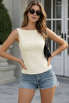 Elegant Ivory Bow-Back Sleeveless Top for Women