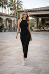Midnight Muse High Neck Bodycon Midi Dress