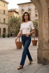 Womens Ribbed Knit Lettuce Trim Top - Available in 6 Essential Colors