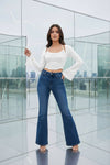 White Halter Neck Ruched Crop Top with Flared Sleeve Shrug