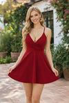 Red Wrap Style Skater Dress | Sleeveless Fit & Flare Mini Dress