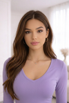Women V-Neck Crop Top Full Sleeves Slim Fit