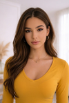 Women V-Neck Crop Top Full Sleeves Slim Fit