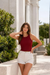 Maroon Ribbed Crop Top for Women