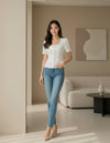 White Solid Women’s Square Neck Casual Top - GARMENT2FASHION