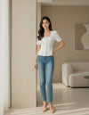 White Solid Women’s Square Neck Casual Top - GARMENT2FASHION
