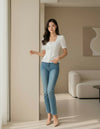 White Solid Women’s Square Neck Casual Top - GARMENT2FASHION