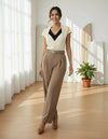 Off-White Solid Women’s V-Neck Casual Top - GARMENT2FASHION