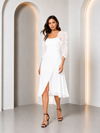 White Sweetheart Neck Wrap Midi Dress